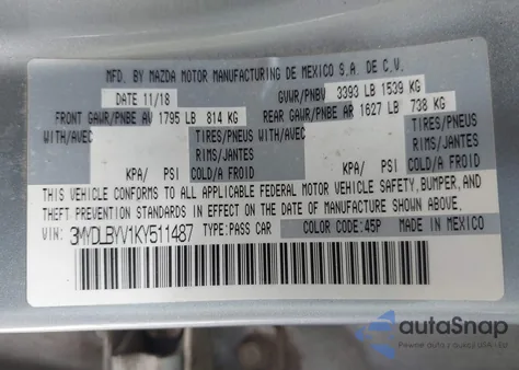 2019 Toyota Yaris Le from USA, damaged, VIN 3MYDLBYV1KY511487